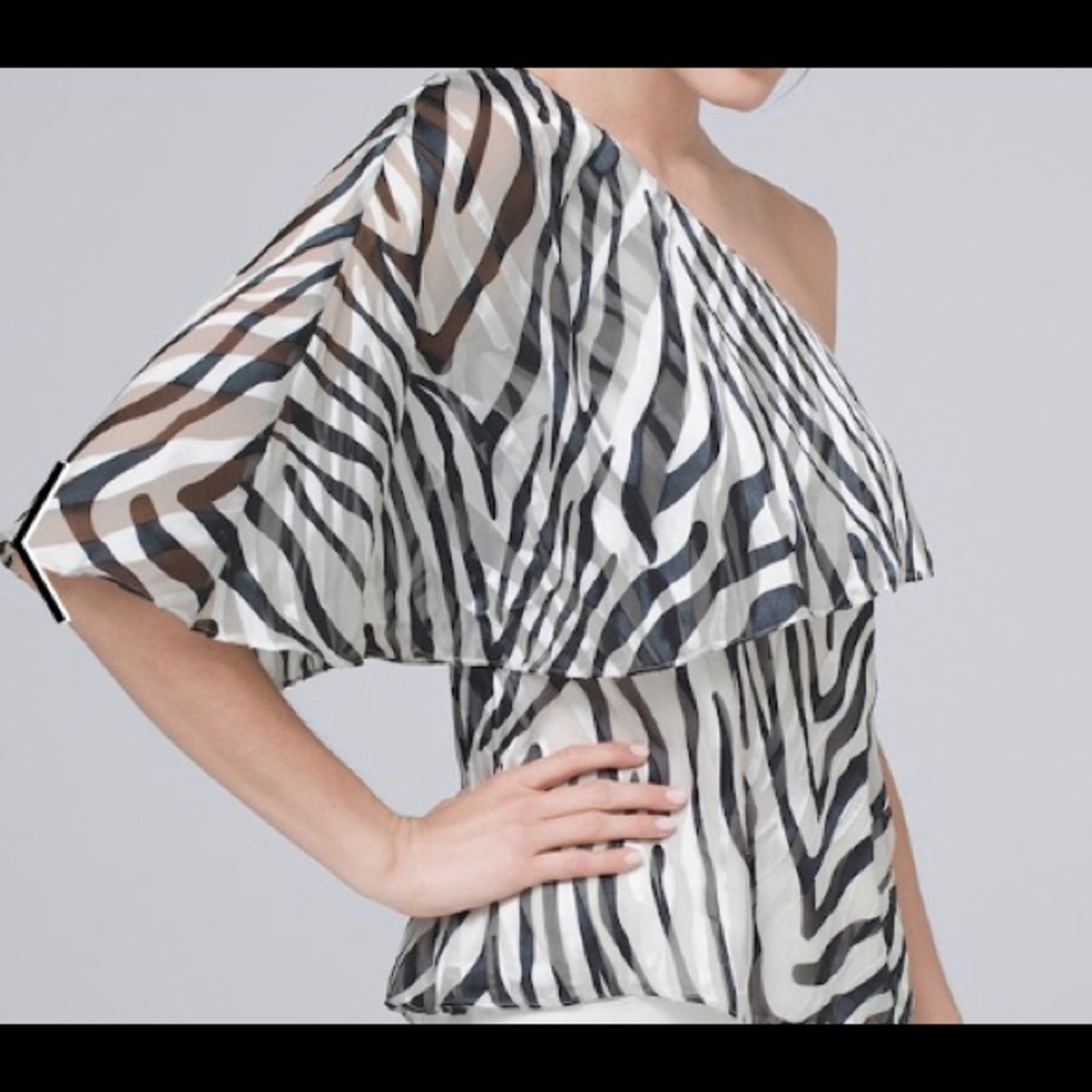 Zebra one-shoulder blouse